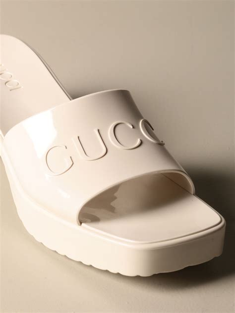 gucci heeled rubber slides|Gucci transparent slides.